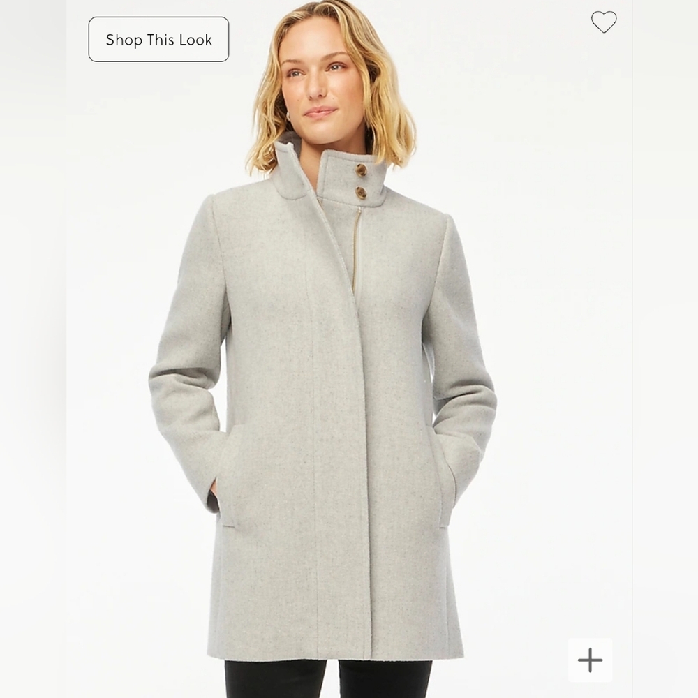 J Crew City coat with button neck - size 10